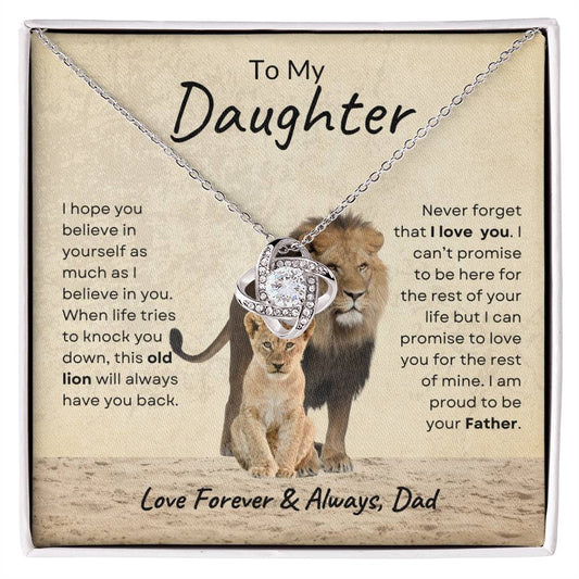 To Daughter -Proud Father - Love Knot Necklace