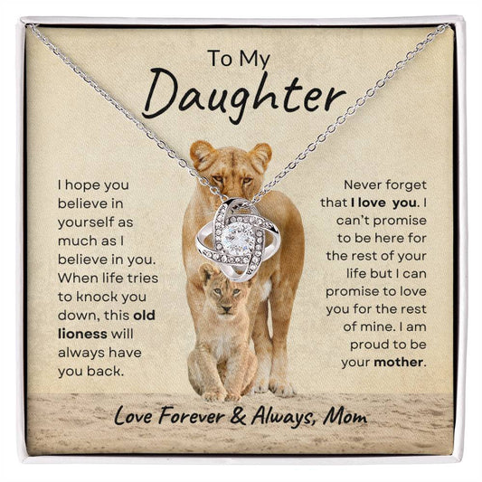 To My Daughter - I Promise - Love Knot Necklace