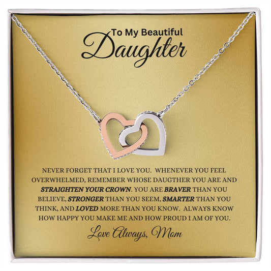 To My Beautiful Daughter - Interlocking Hearts Necklace