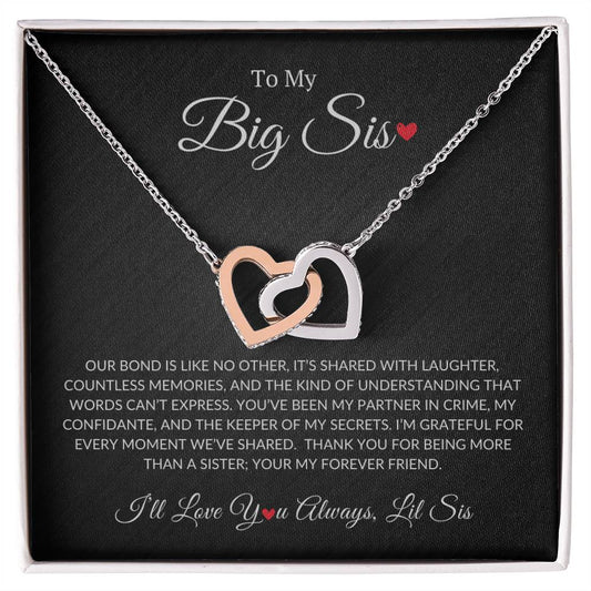 To My Big Sis - Interlocking Hearts Necklace